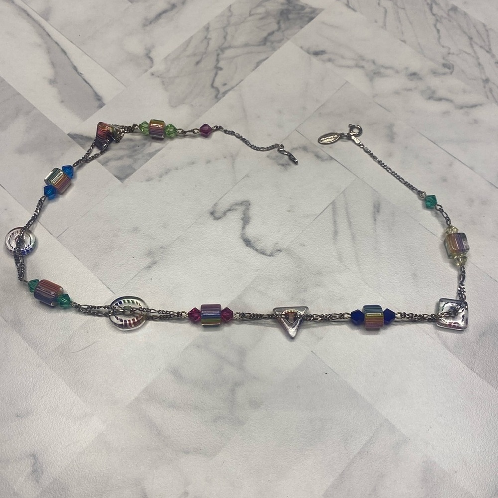 Very beautiful art glass beads and sterling silver necklace